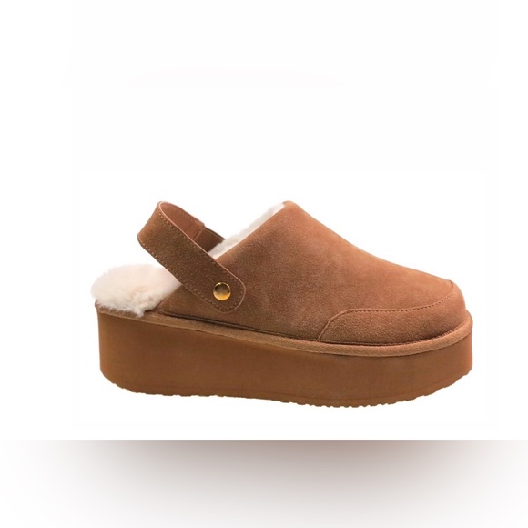 Joyspun Women's Faux Fur Convertible Clog Slippers New Size 9 Suede Platform - Picture 10 of 10